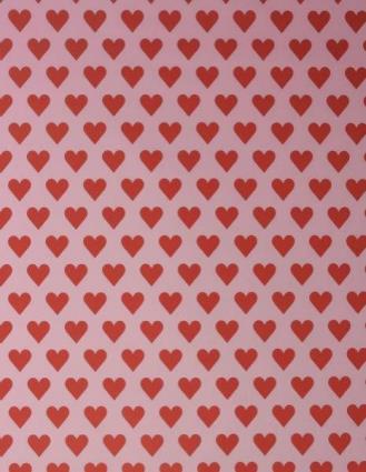 Rolo Papel De Embrulho Corações Vermelhos - Fundo Rosa