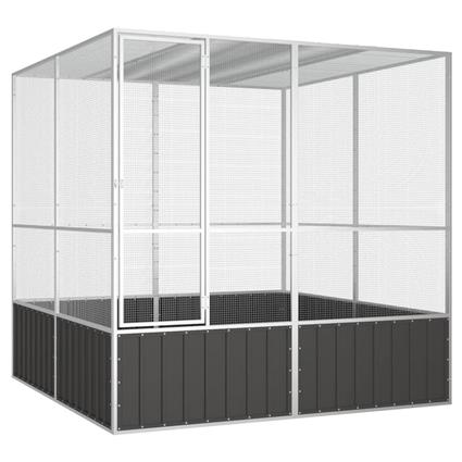 vidaXL Gaiola pássaros 213,5x217,5x211,5 cm aço galvanizado antracite