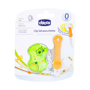 Clip com corrente para chupeta  laranja