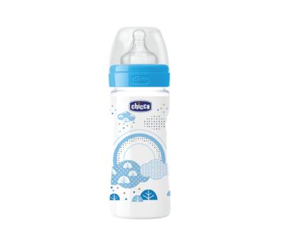Biberão Well-Being Fluxo Médio 250 ml azul silicone