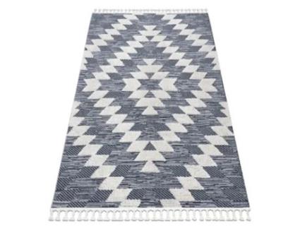 Tapete Sevilla Z250A Diamantes Azul/Cinzento Franjas Berbere Marroquino Shaggy (140 x 190 cm)