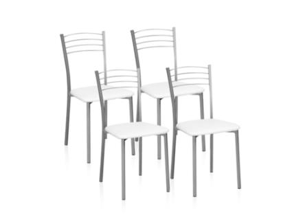 Conjunto de 4 Cadeiras DUEHOME Chef (Cinzento - Metal e Pele Sintética - 40 x 85 cm)
