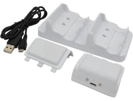 Carregador Duplo REYTID para Comandos XBOX One Slim com 2 Baterias 1200 mAh Recarregáveis