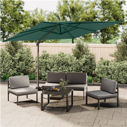 vidaXL Guarda-sol cantilever c/ toldo duplo 300x300 cm verde