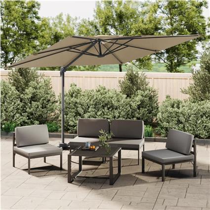 vidaXL Guarda-sol cantilever toldo duplo 400x300 cm cinza-acastanhado