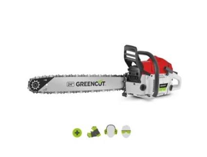 Motosserra a Gasolina Motor de Combustão a 2 Tempos 72Cc Barra Dentada de 24 para Corte e Poda Guiador Ergonómico GREENCUT Gs720X
