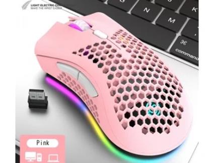 Viper Bm600 Leve Buraco Oco Carregando Jogo De Mouse Sem Fio Brilhante Computador Rgb Rosa