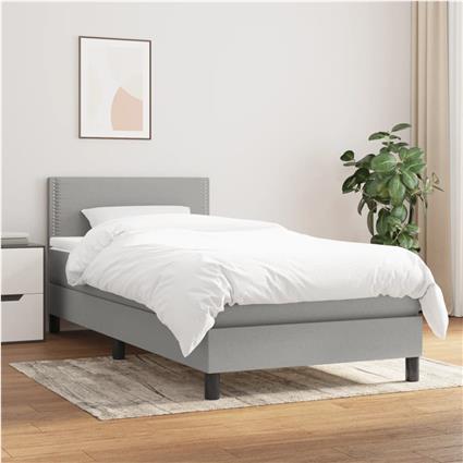 vidaXL Cama com molas/colchão 90x190 cm tecido cinzento-claro