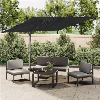 vidaXL Guarda-sol cantilever c/ toldo duplo 300x300 cm preto