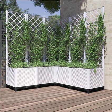 vidaXL Vaso/floreira jardim c/ treliça 120x120x136 cm PP branco