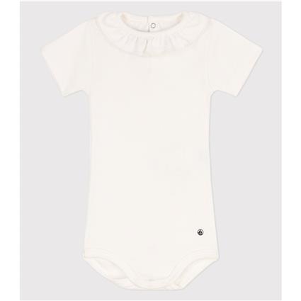 Petit Bateau Body de mangas curtas, folho na gola