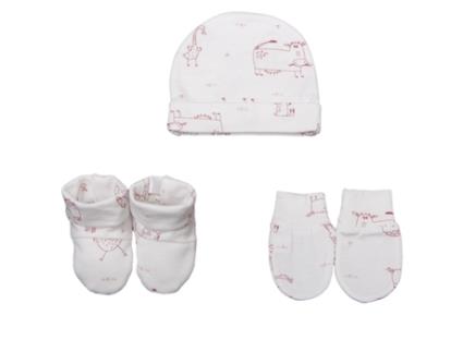 Conjunto de Gorro, Luvas e Pantufas para Bebé BLANC AVENUE BÉBÉ 3 meses (Algodão - Rosa)