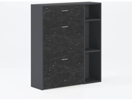 Sapateira  Melamina (Cinzento Escuro - Mármore Preto - 90x26x101.5 cm)