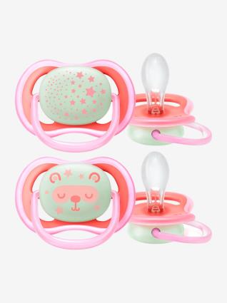 Conjunto 2 Chupetas  AVENT 6-18m Ultra Air Night Time Menina