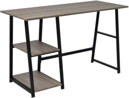 Secretária  2 Prateleiras Cinzento (120x50x73cm - MDF e Metal)