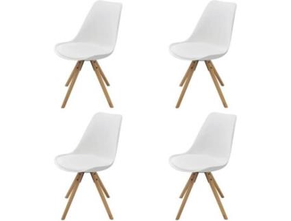 Conjunto 4 Cadeiras de Refeição  243883 Couro Artificial Branco