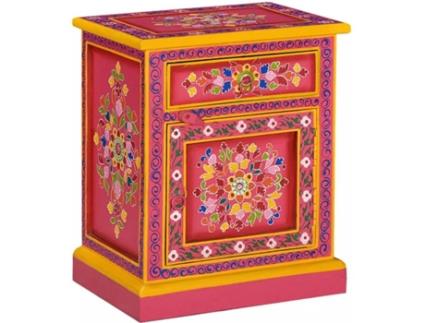 Mesa de Cabeceira  Madeira de Mangueira Maciça Rosa (40x30x50 cm)