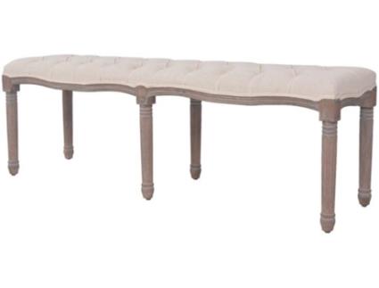 Banco  linho e madeira maciça 150x40x48 cm branco