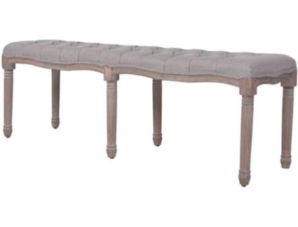 Banco  linho e madeira maciça 150x40x48 cm cinzento claro