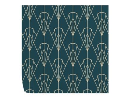 Papel de Parede Vintage WALLPAPERS4BEGINNERS Verde Art Deco a Óleo Anos 30 (250x200cm - Azul)