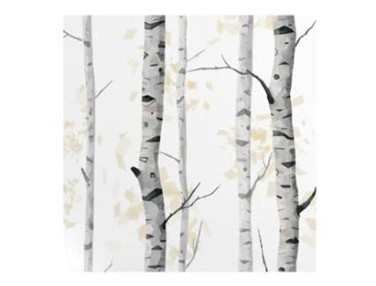 Papel de Parede Design moderno WALLPAPERS4BEGINNERS Preto e Branco Floresta de Bétulas (250x200cm - Preto)
