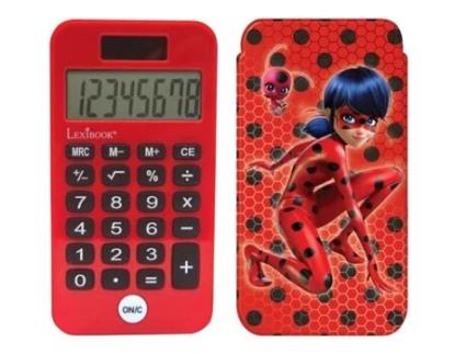 Calculadora de Bolso Miraculous Ladybug Funções de Cálculos Clássicos e Evoluìdos Capa Protetora Rígida com Bateria Vermelho com Preto C45Mi