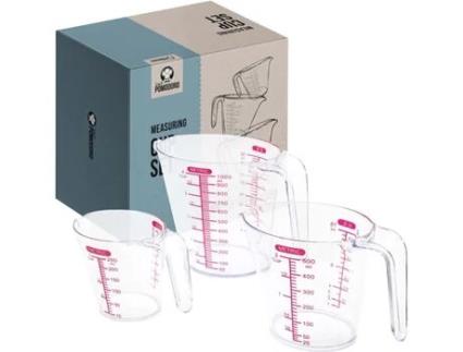 Chef Pomodoro 3-Pc Copos de Medição Múltiplas Escalas de Medição-Inclui 1 2 e 4 Xícara com Ml e Oz Nestamento Empilhável Sem Bpa Sem Bpa