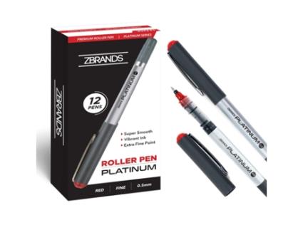 Zbrands // Canetas de Rolos de Platina Pacote de 12 Rollerball de Micro Point de 0,5 Mm Vermelho