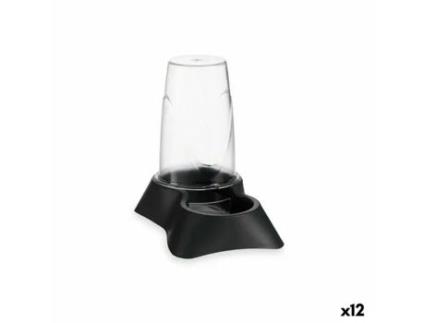 Comedouro para Animais de Estimação Transparente Antracite 650 Ml Polipropileno 12,5 X 18 X 19 Cm 12 Unidades
