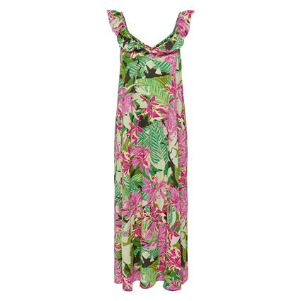Only Vestido midi, estampado tropical