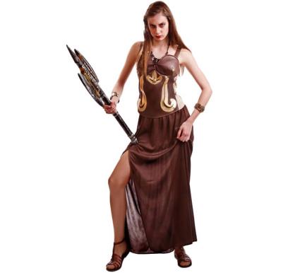 Fato de guerreiro romano marrom para mulher
