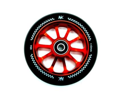 Roda Racing Nokaic 110mm para Scooter Trotinete Freestyle, borracha preta, centro de raio vermelho