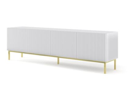 Móvel de TV AKL FURNITURE PRIVATE RavennaB (Branco e Dourado - Madeira engenheirada - 200x42x58 cm)