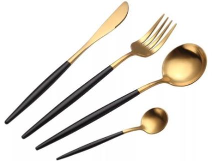 Talheres MEIPAI Estilo de Ouro Aço Inoxidável (Preto)