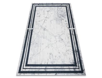 Tapete DYWANY LUSZCZOW Andre 1023 Quadro Mármore Antiderrapante - Preto / Branco