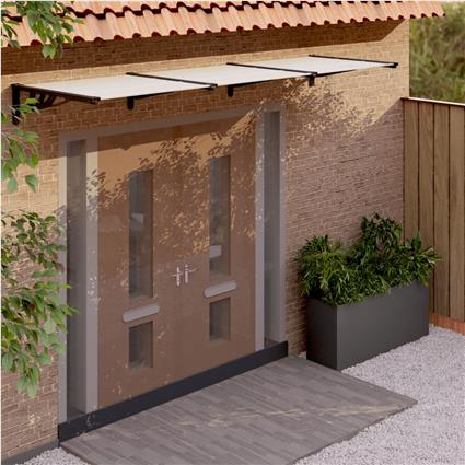 vidaXL Toldo para porta 297,5x90 cm policarbonato preto/transparente