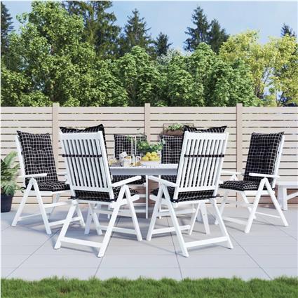 vidaXL Almofadões cadeira 6 pcs 120x50x7 cm tecido padrão xadrez preto