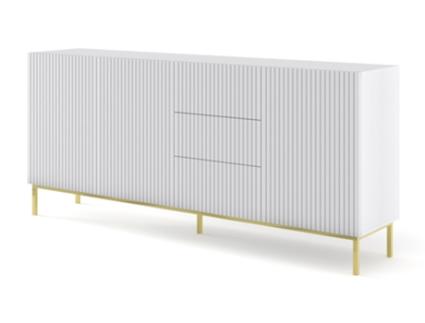 Cómoda AKL FURNITURE PRIVATE RavennaB (Branco e Dourado - Madeira engenheirada - 200x42x89 cm)