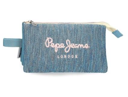 Estojo Triplo PEPE JEANS (22 x 12 x 5 - Poliéster - Azul)