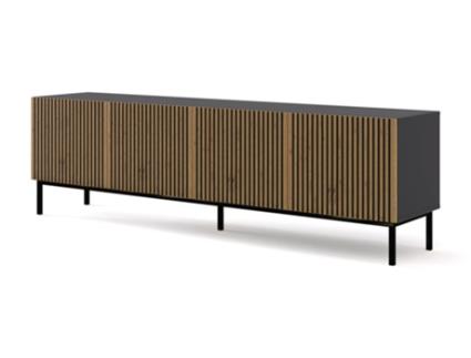Móvel de TV AKL FURNITURE PRIVATE RavennaF (Preto e Bege - Madeira engenheirada - 200x42x58 cm)