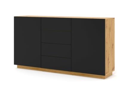Cómoda AKL FURNITURE PRIVATE Aura (Bege e Preto - Madeira engenheirada - 164x41x89 cm)