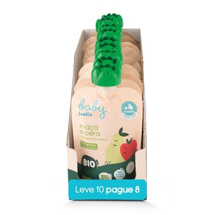 Pack Poupança Puré Maçã e Pêra Baby Wells 10 x 90 gr