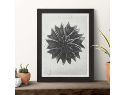Póster NACNIC O Piso Preto e Branco 47. com Ilustrações de Flores e Plantas em Tons Cinzentos.