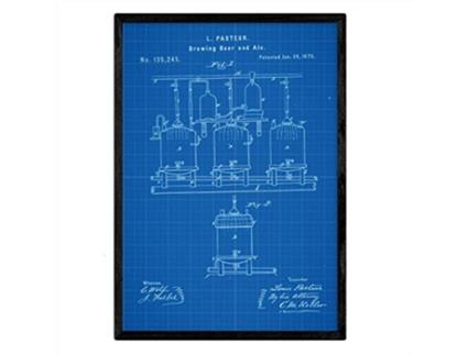 Póster NACNIC Patente com Elaboração de Cerveja. Perda com Design Antigo,
