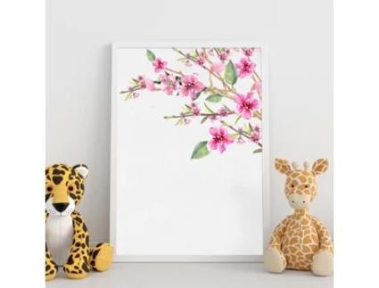 Póster NACNIC de Ramificação com Estilo de Óseo. Ramificações 2, com Desenhos Pintados de Galhos, Folhas e Flores.