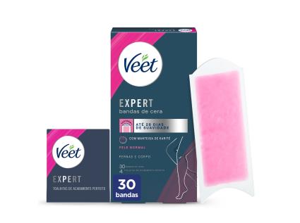 Bandas Cera Fria Veet Expert Pernas Pele Normal 30un