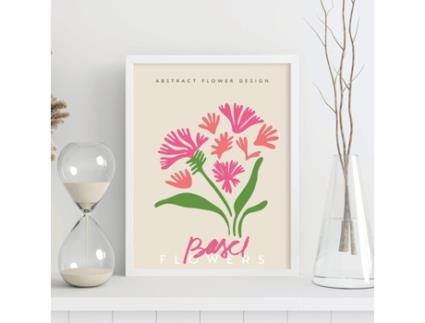 Póster NACNIC com Ilustração de Linha de Base de Design Floral Abstrato
