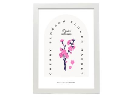 Póster Artemante NACNIC Pop. Ilustrações artísticas modernas da flor de cereja para decoração de interiores.