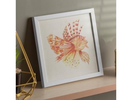 Póster NACNIC Quadrado com Desenhos de Peixe. O Desvio da Coluna Vertebral em Laranja, Ilustrado com Desenhos de Peixes e Animais Do Mar.