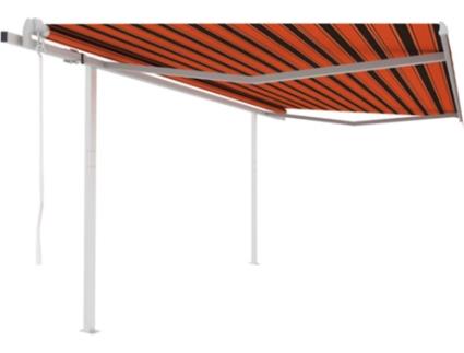 vidaXL Toldo retrátil automático com postes 4,5x3,5 m laranja/castanho